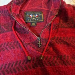 Express Men's Burgundy Zip-Up Sweater